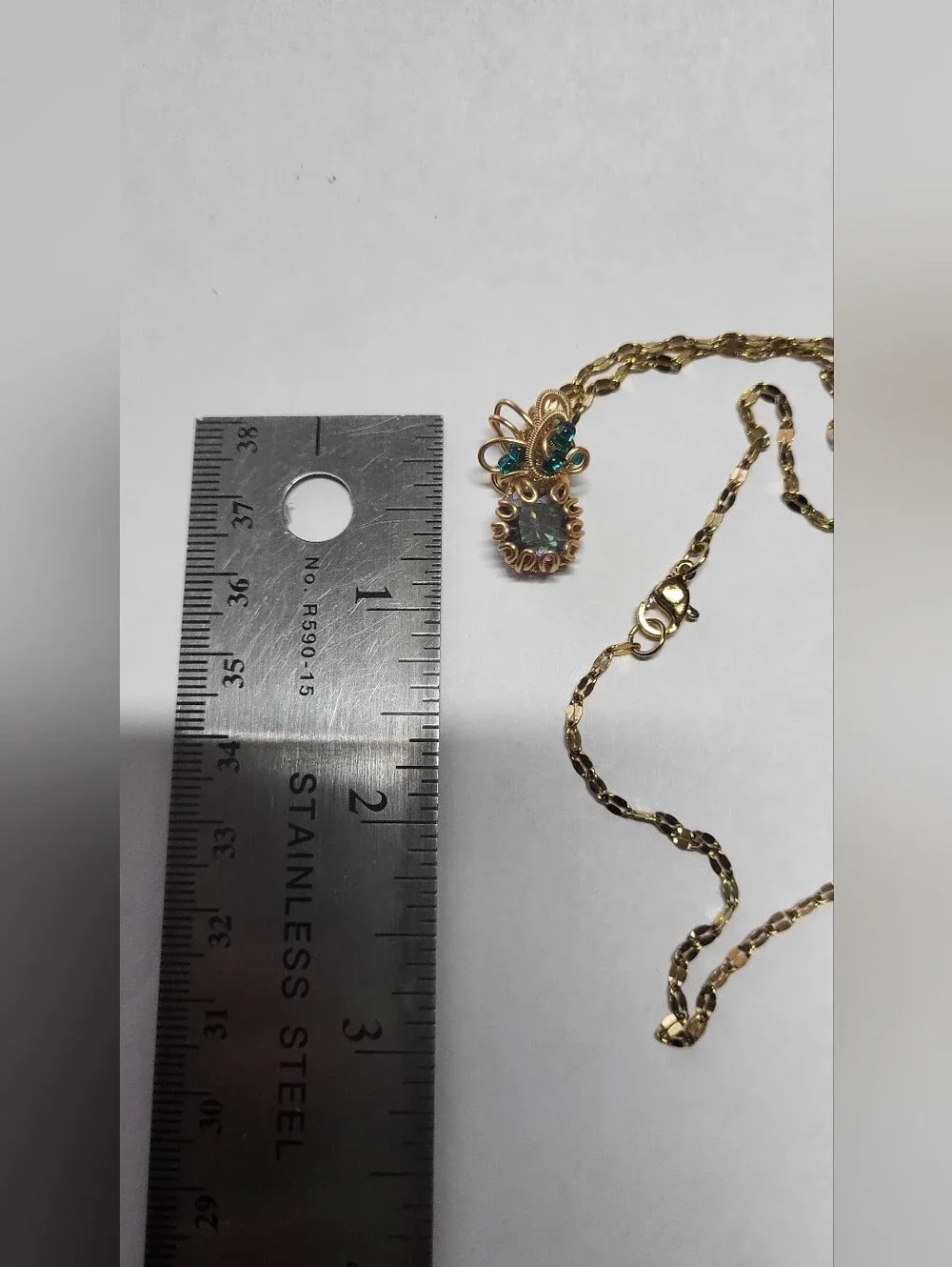 Wire-Wrapped Pendant Necklace with Rainbow Mystery Topaz & Teal Crystal Accent
